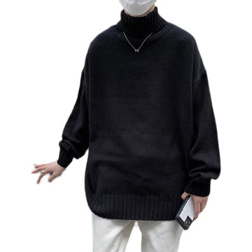Stylish Men's Turtleneck Pullover - Oversized Knitted Streetwear Sweater