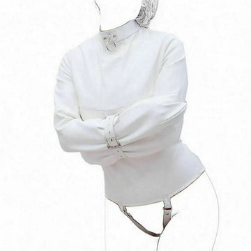 White Asylum Straight Jacket Costume with Body Harness - Unleash the Escapade!