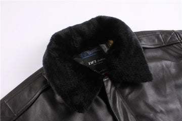 Vintage A2 Leather Jacket - Winter Streetwear with Removable Fur Collar