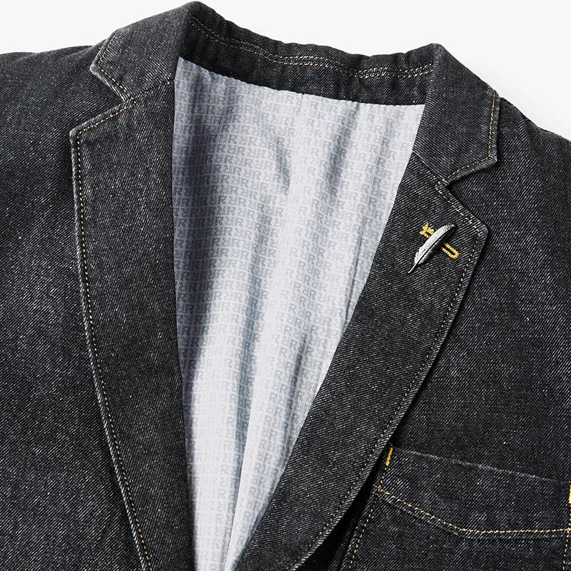 Chic Denim Blazer for Men - Cotton, Slim Fit, Business Casual Jean Coat