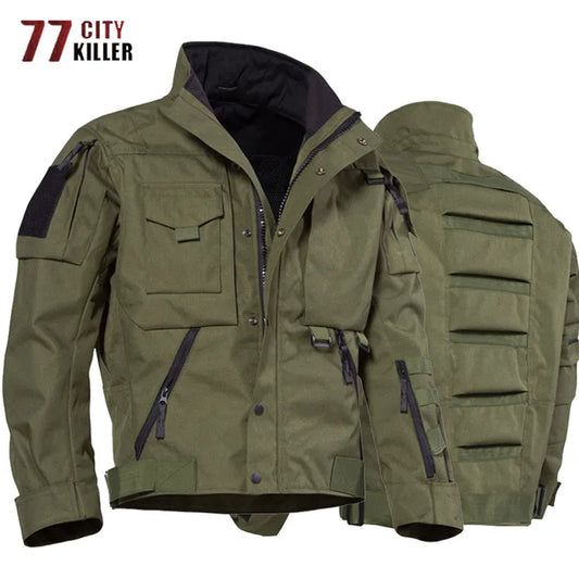 Rugged Tactical Military Jacket - Multi-Pocket Scratch-Resistant Cargo Jacket for Outdoor Adventures