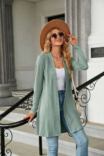 Elegant Solid Color Long Sleeve Cardigan - Loose Fit Korean Fashion Winter Sweater for Women