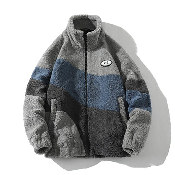 Vintage Fleece Men's Jacket - Oversize Lambswool Coat for Warm Winter Outwear